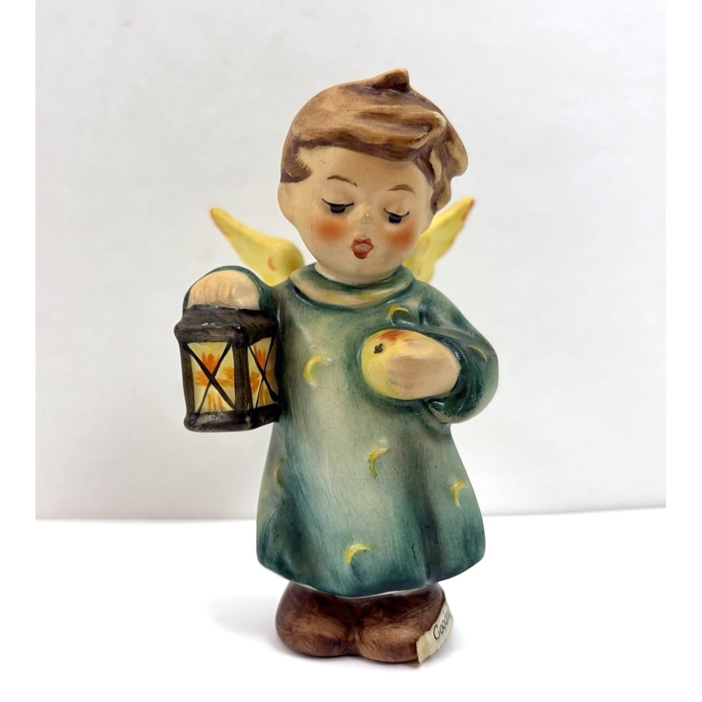 Vintage Goebel Hummel Good Night Angel w/ Lantern Figurine Blue Germany TMK6